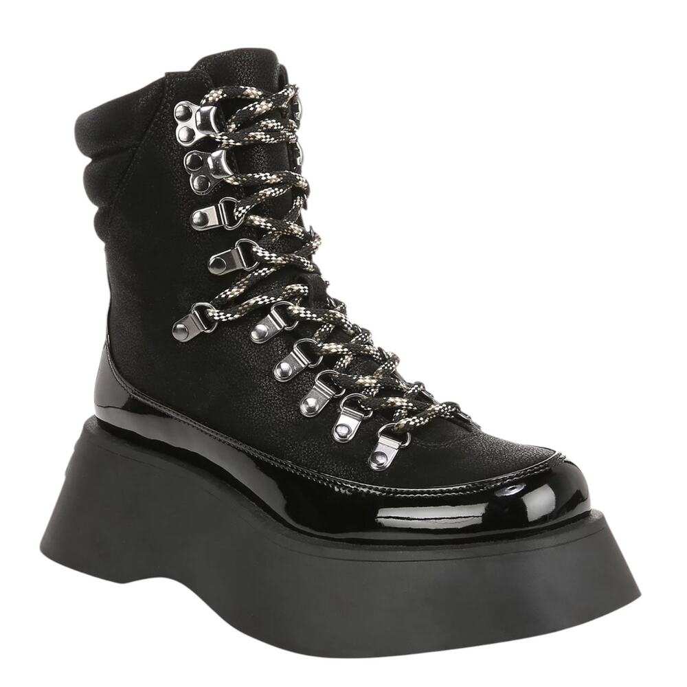 Circus By Sam Edelman Women Gail Platform Lace Up Hiker Booties Black Size 8 1/2